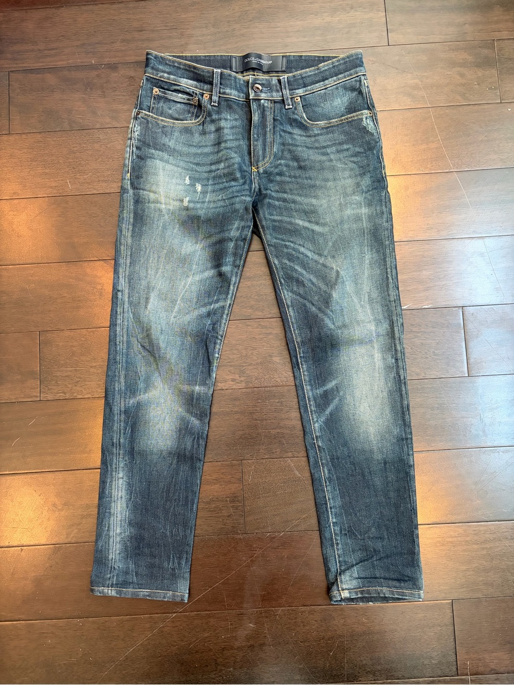 Dolce and gabbana mainline classic Men's Distressed Blue faded Denim Jeans